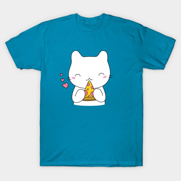 Cute and Kawaii Pizza Cat T-Shirt T-Shirt by happinessinatee